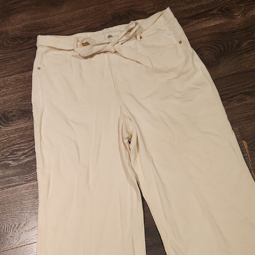 ❤️ NWOT! LOFT HIGH RISE WIDE LEG PALAZZO JEANS IN ECRU, 18 (34) - Picture 5 of 12